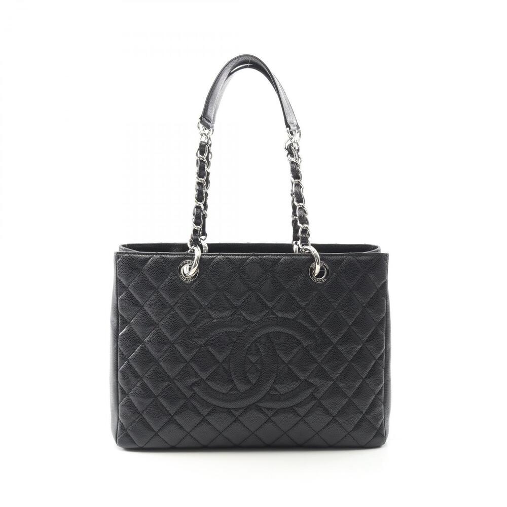 Chanel Matelasse Grand Shopping GST Tote Bag Calfskin Leather Black